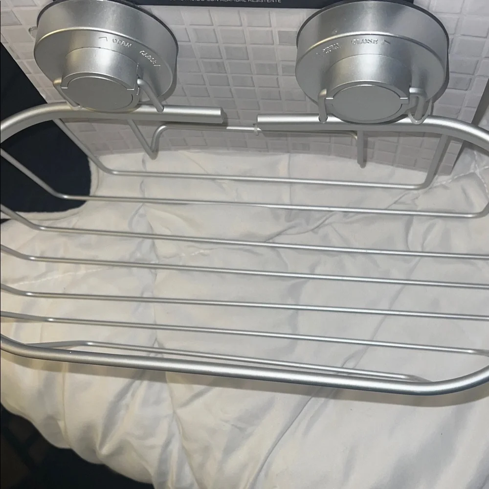 Habitat Silver Aluminum Suction Shower Basket